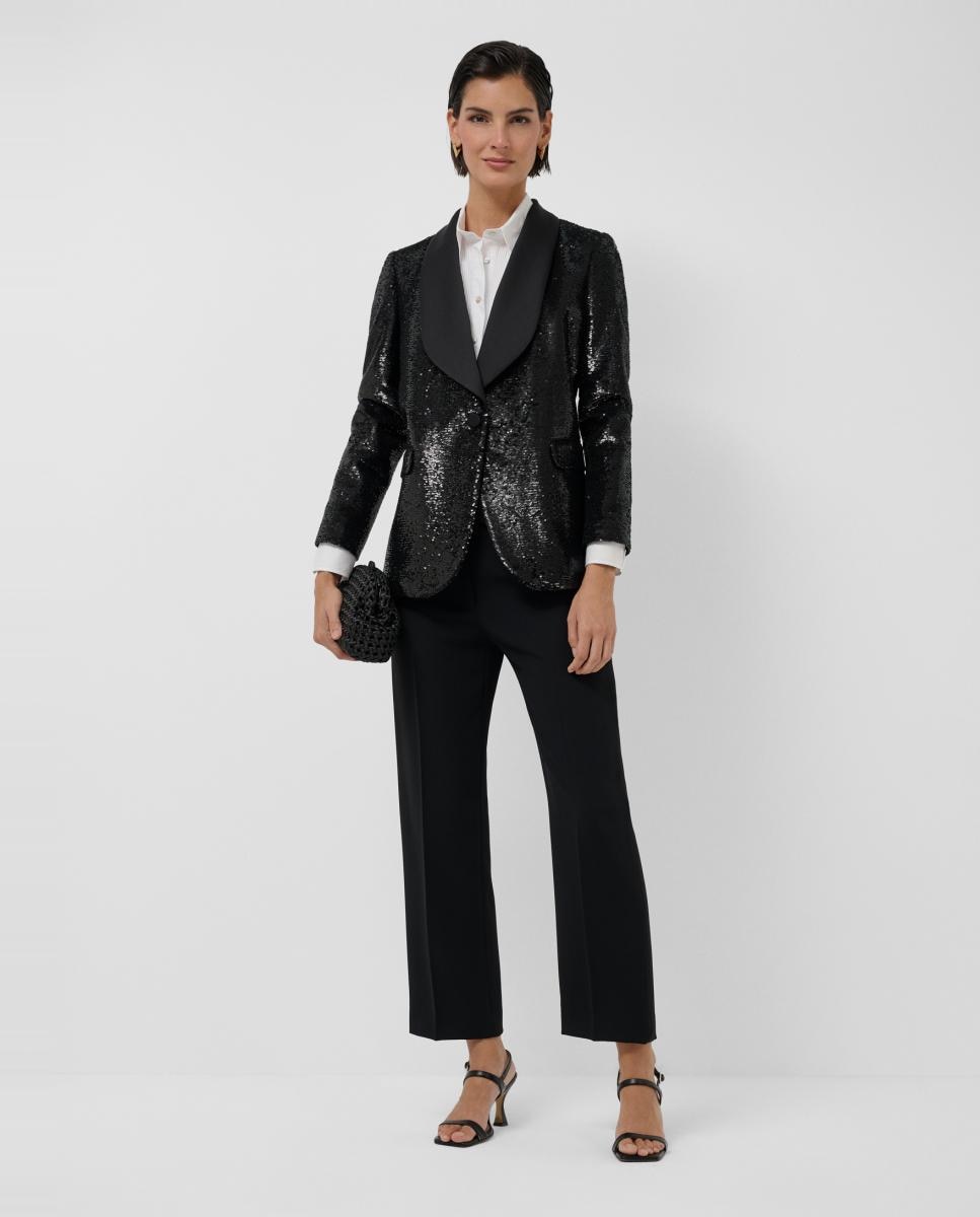 Blazer de Smoking com Lantejoulas Rasas Preto-6