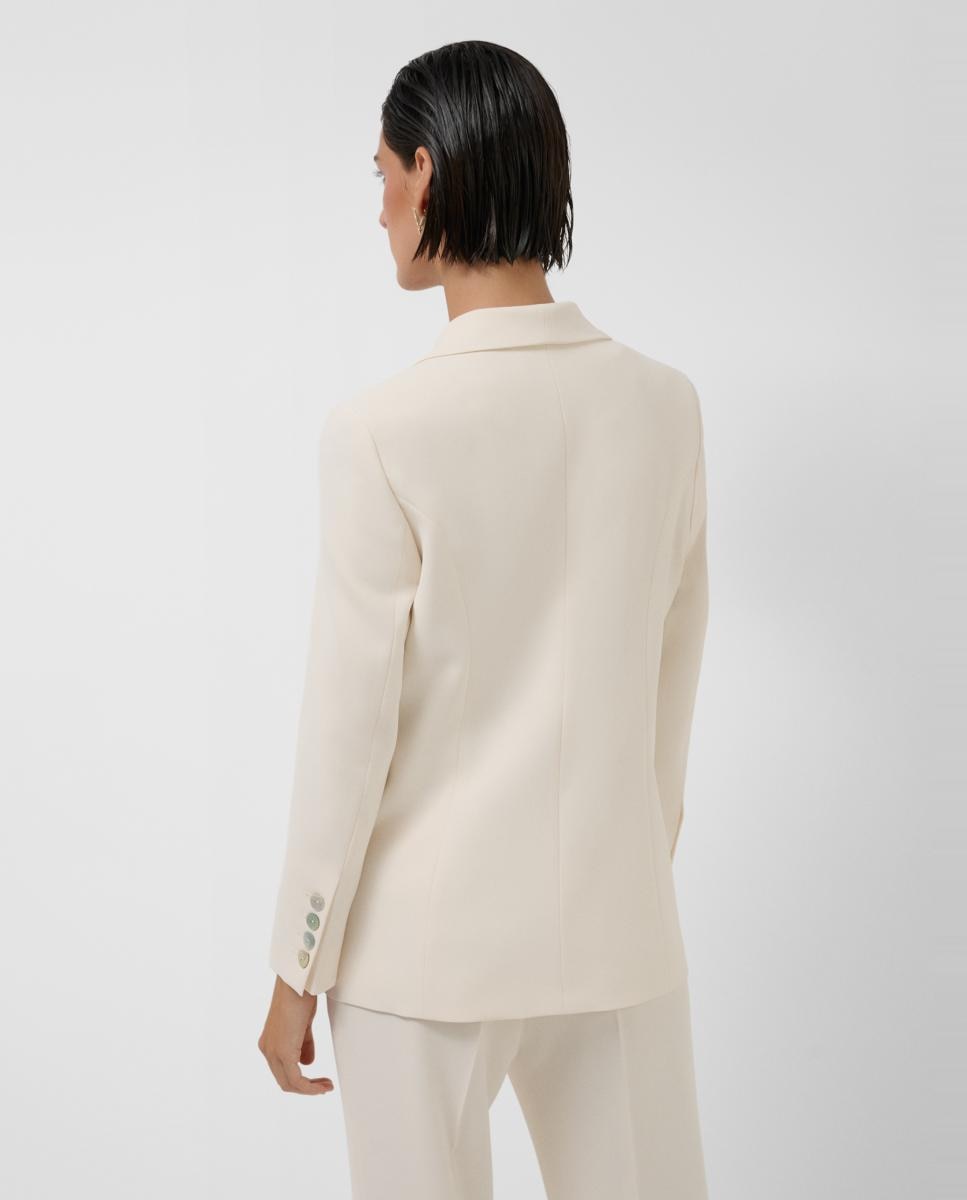 Blazer de Crepe com um Botão e Lapela Arredondada Cru-3