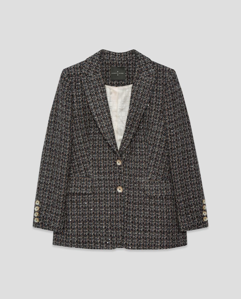 Imagen 4 de Blazer de mujer dos botones tweed - Roberto Verino - Gris oscuro Gris oscuro