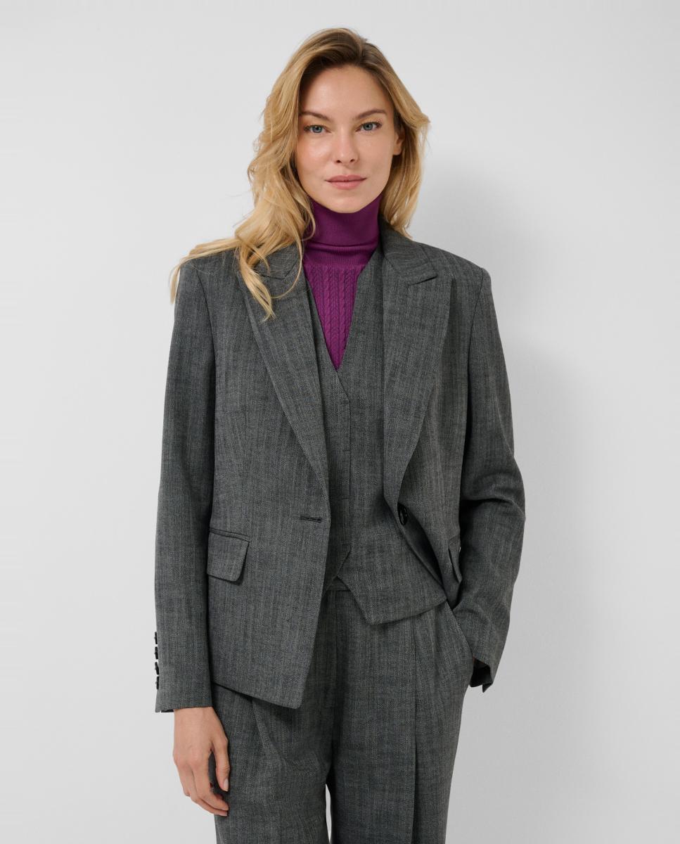 Chaqueta de mujer corta espiga - Roberto Verino - Gris oscuro Gris oscuro-1