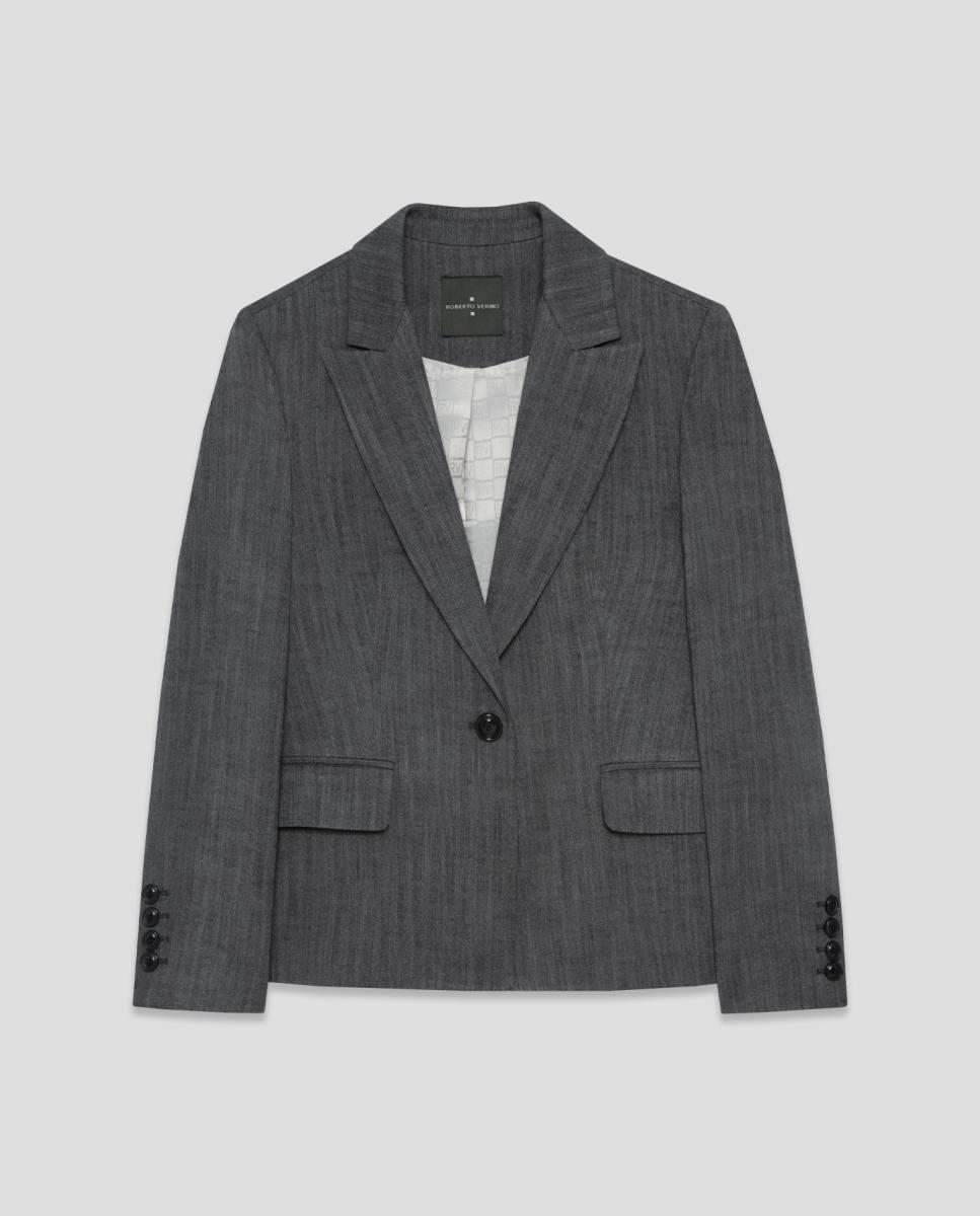 Chaqueta de mujer corta espiga - Roberto Verino - Gris oscuro Gris oscuro-5