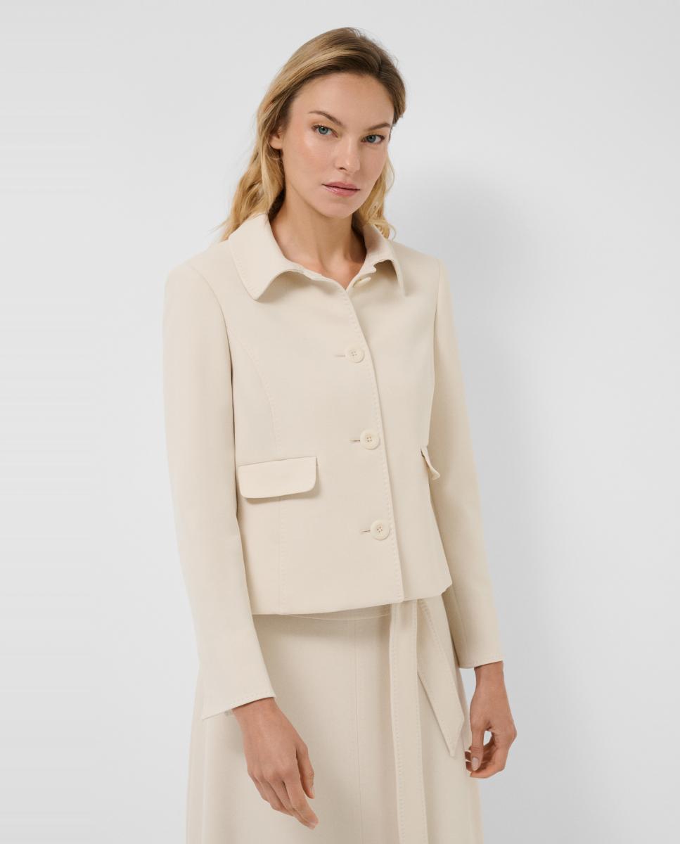 Chaqueta de mujer corta cuello camisero - Roberto Verino - Blanco hielo Blanco hielo-1