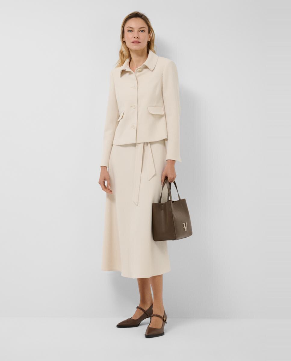 Chaqueta de mujer corta cuello camisero - Roberto Verino - Blanco hielo Blanco hielo-6