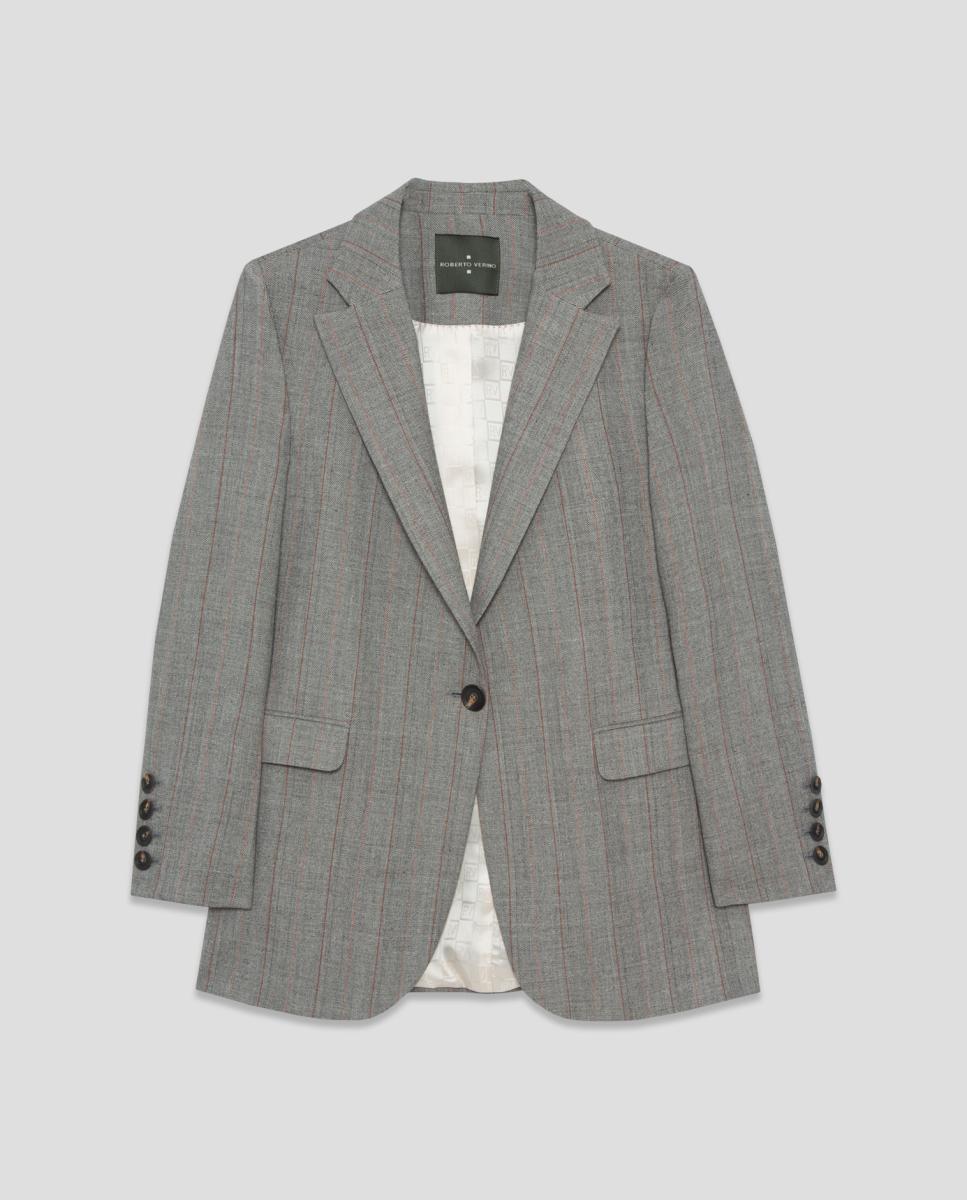 Blazer de um Botão e Risca Diplomática Castanho-4