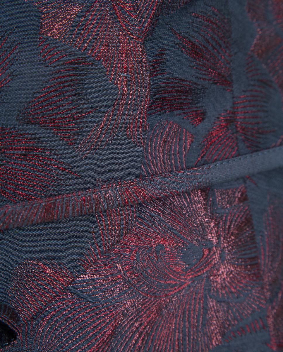 Colete Cruzado com Jacquard Floral Azul-marinho-5
