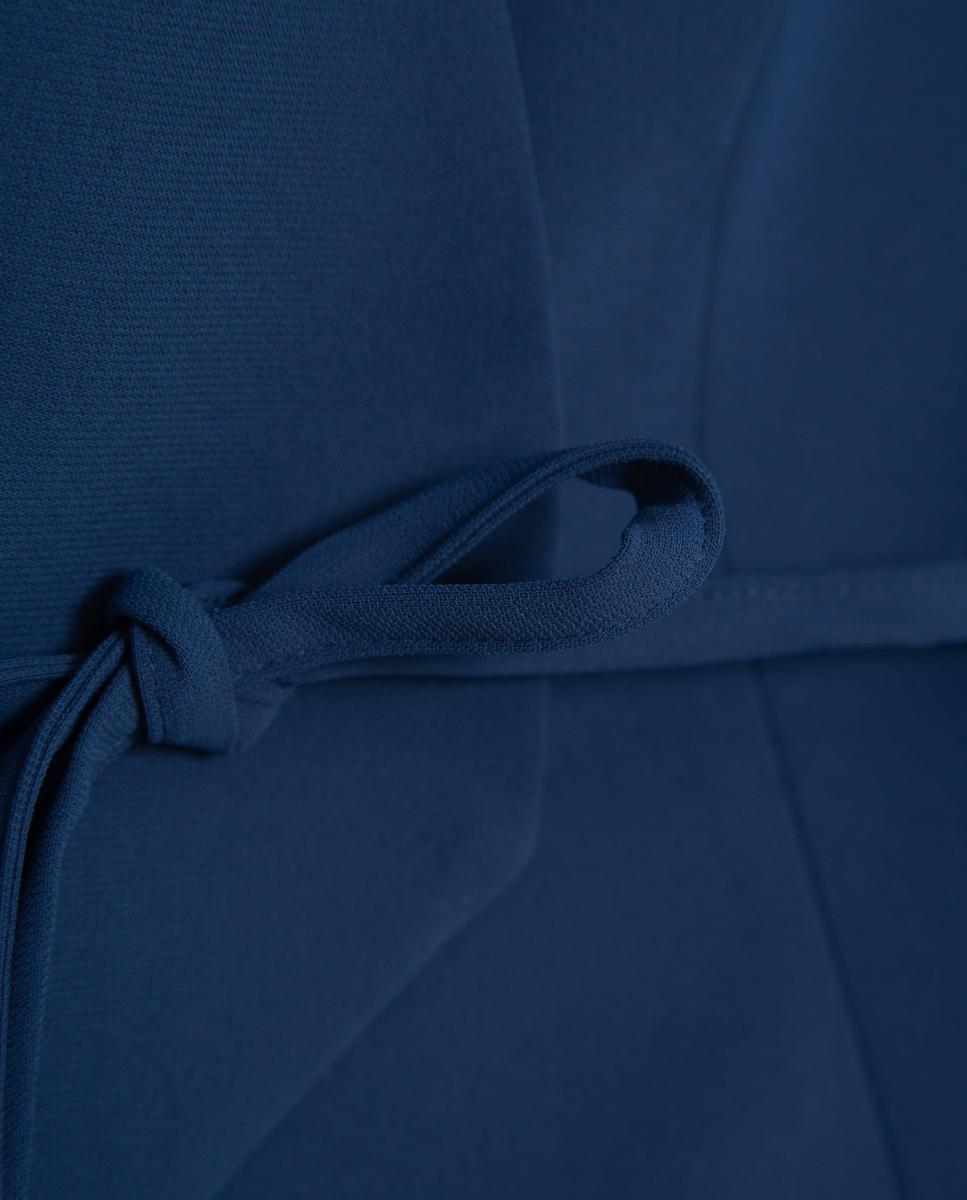 Colete Cruzado de Crepe Azul-marinho-5