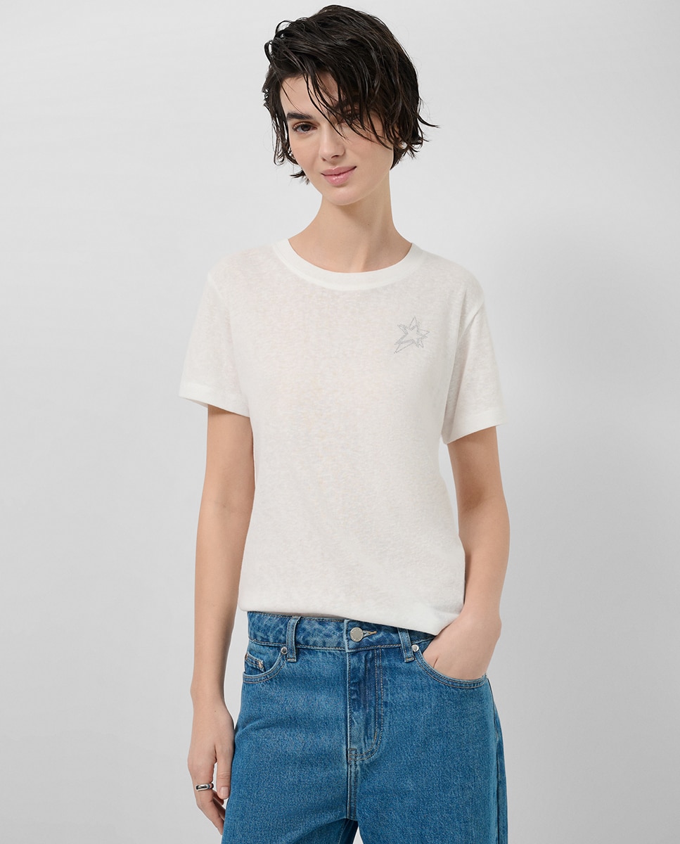 Roberto Verino - Camiseta de mujer cuello redondo punto.