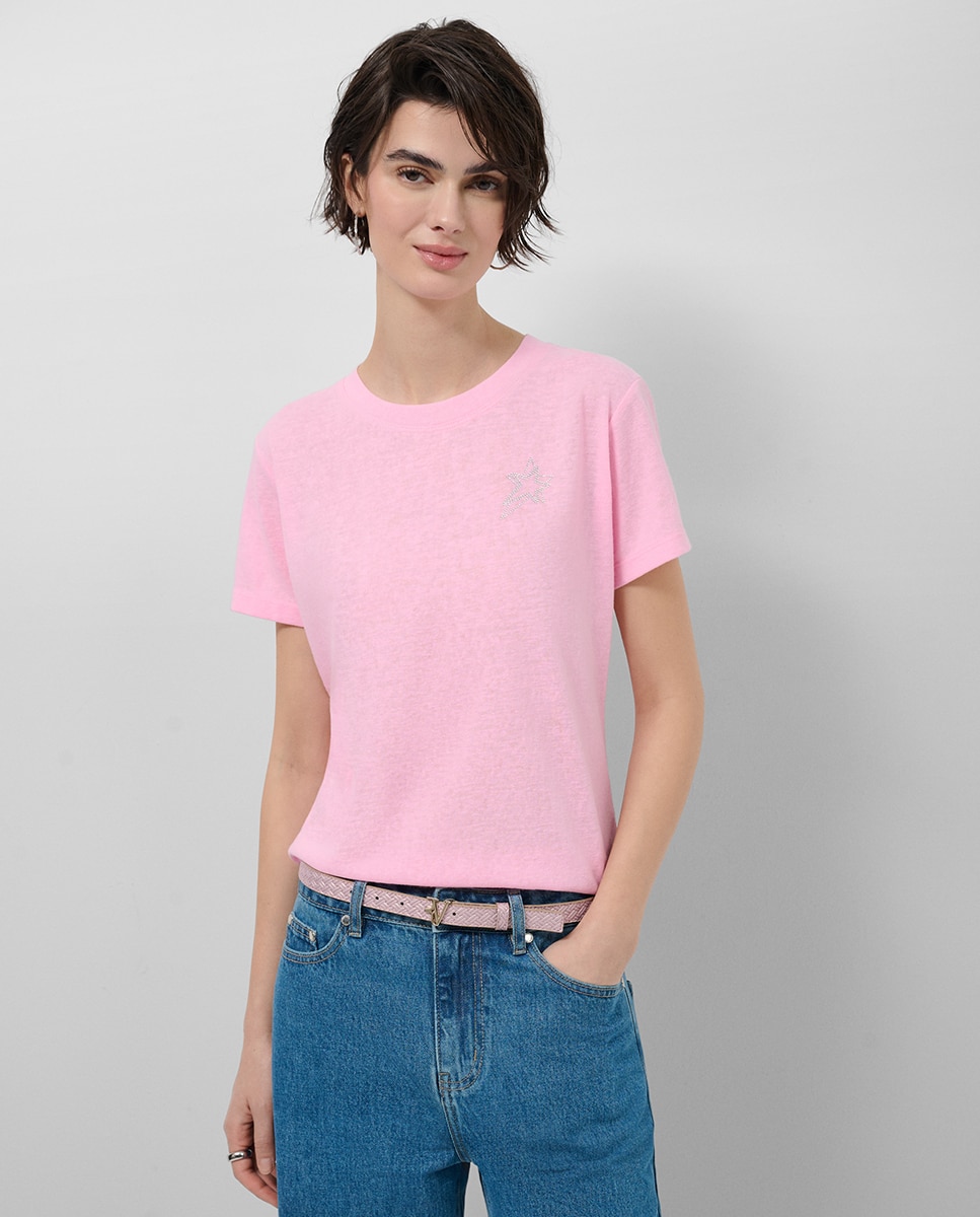Imagem 0 de T-shirt de Malha com Decote Redondo