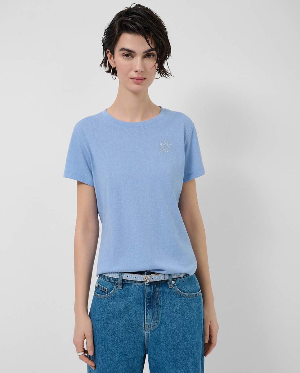 Imagem 0 de T-shirt de Malha com Decote Redondo