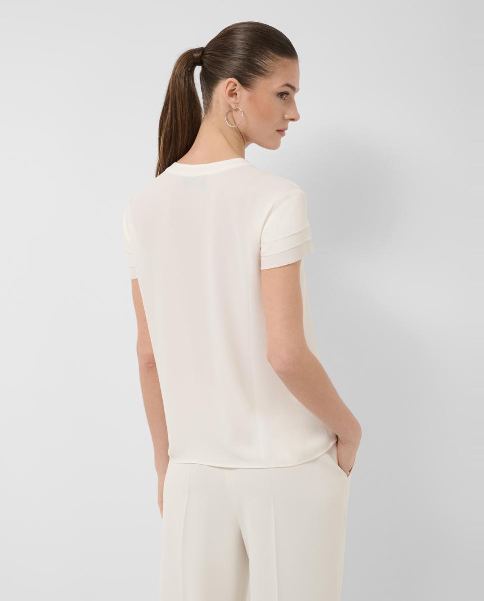 Blusa de Manga Curta com Folhos Cru-3
