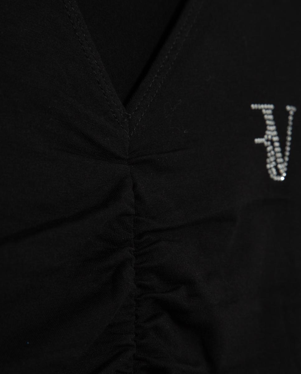 T-shirt de Manga Curta com Drapeado Preto-5
