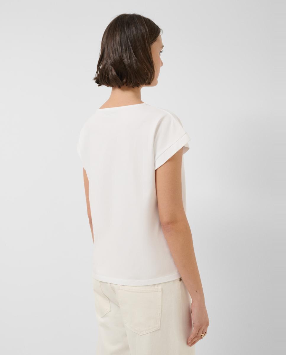 T-shirt sem Mangas Oversize com Bordado Branco-3