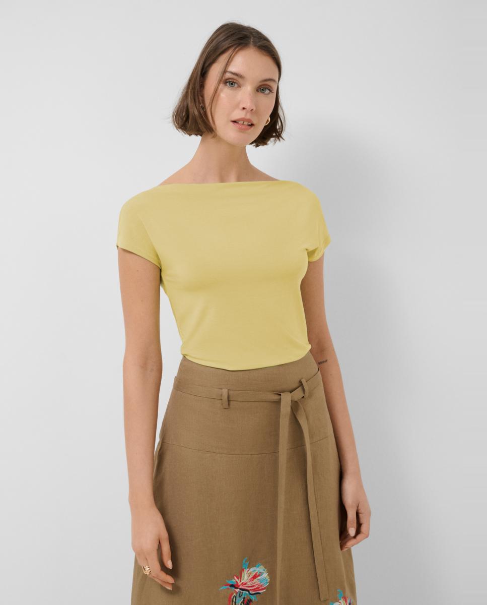 Roberto Verino - Camiseta de mujer escote drapeado.