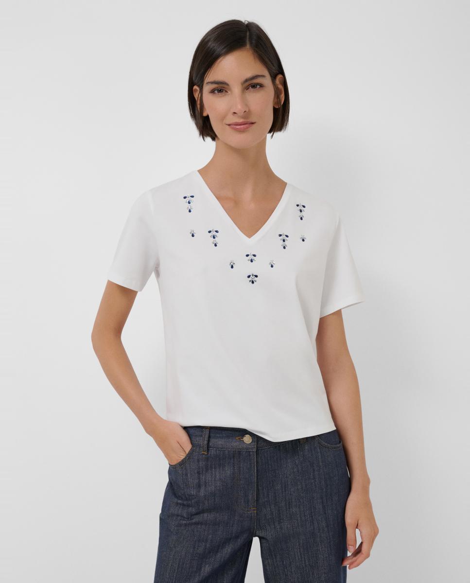 Imagem 0 de T-shirt de decote em bico com strass