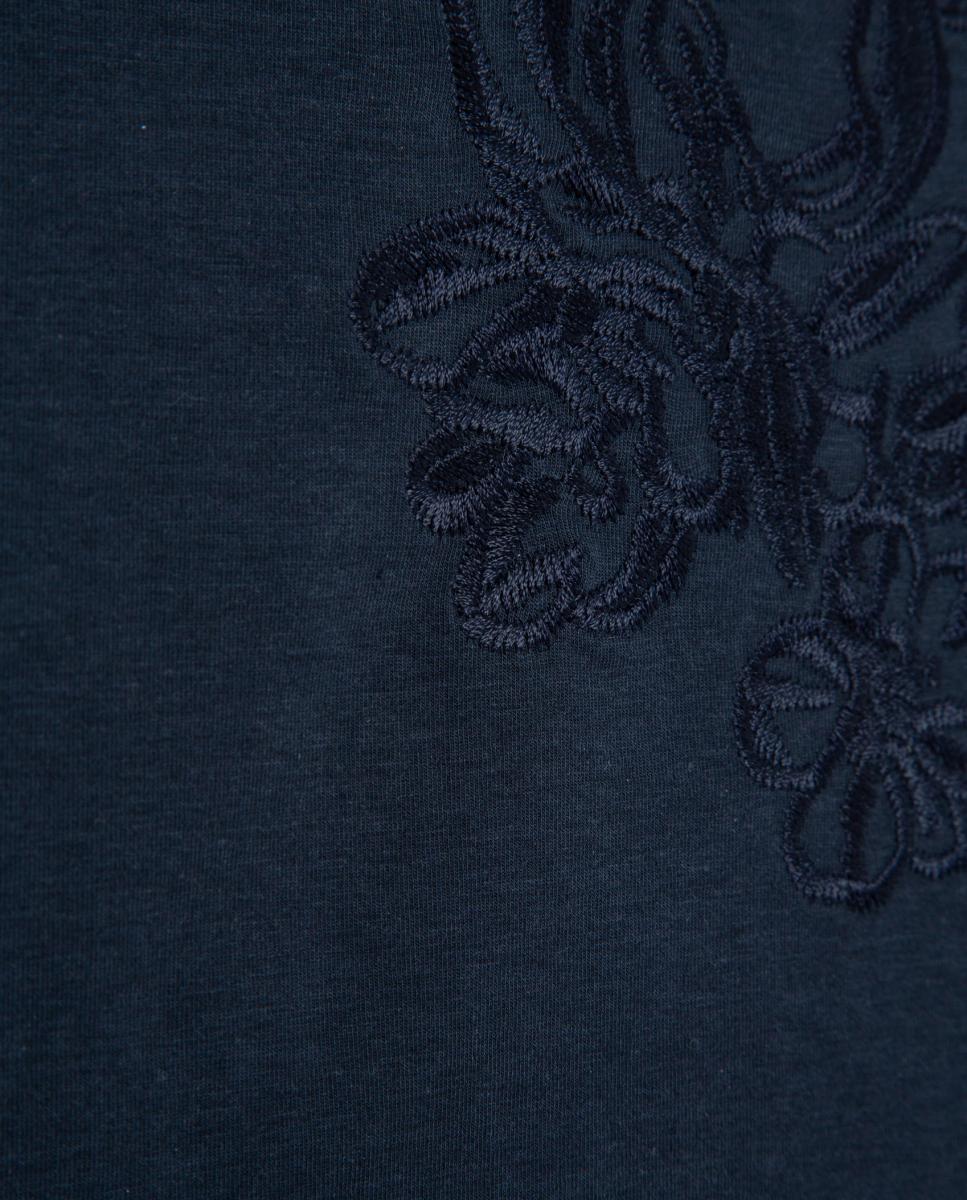 T-shirt de Manga Curta com Bordado a Condizer Azul-marinho-5