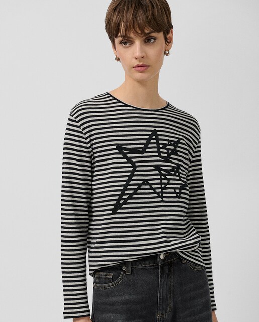 Imagem 0 de Camisola de Manga Comprida às Riscas com Estrelas