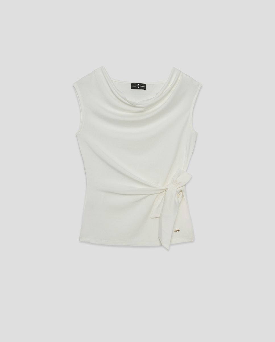 T-shirt sem mangas de mulher Cru-5