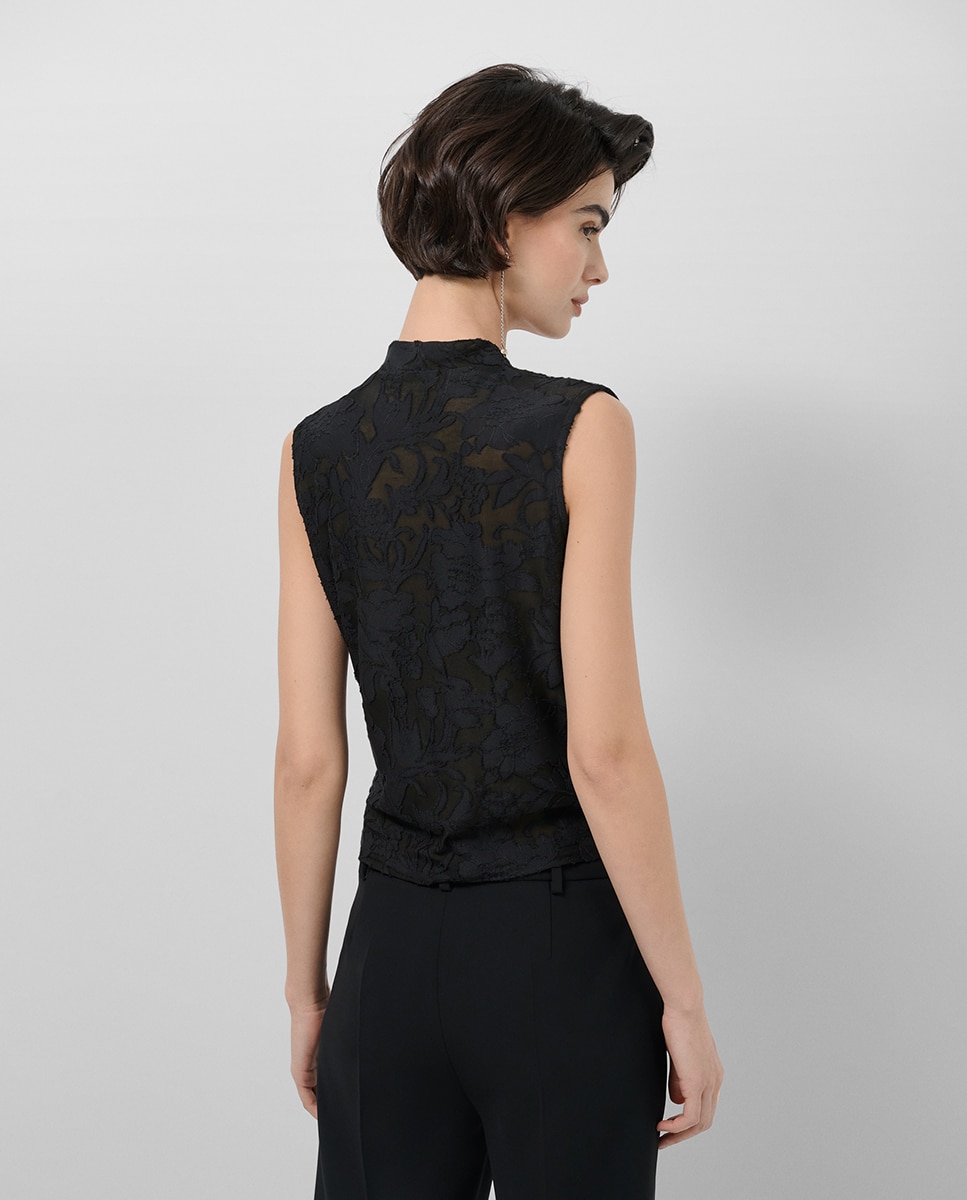 T-shirt Cruzada sem Mangas Preto-3