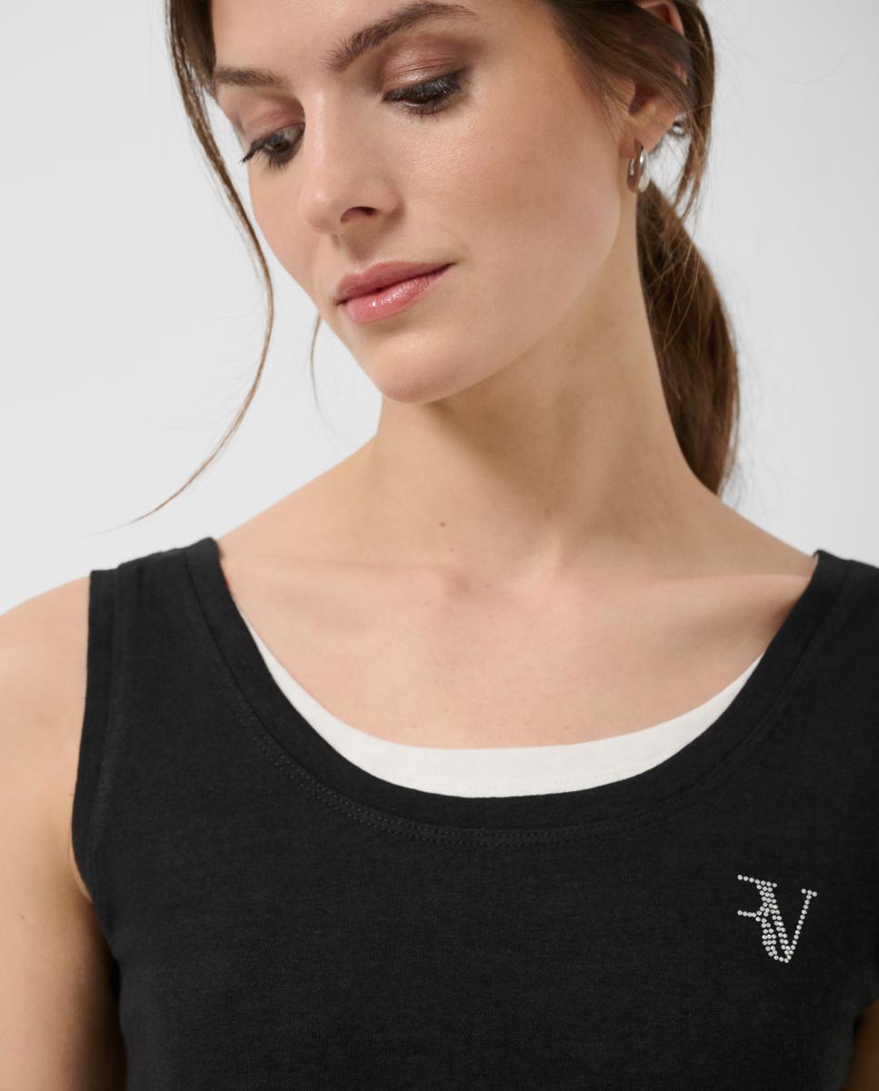 T-shirt de mulher com alças Preto-2