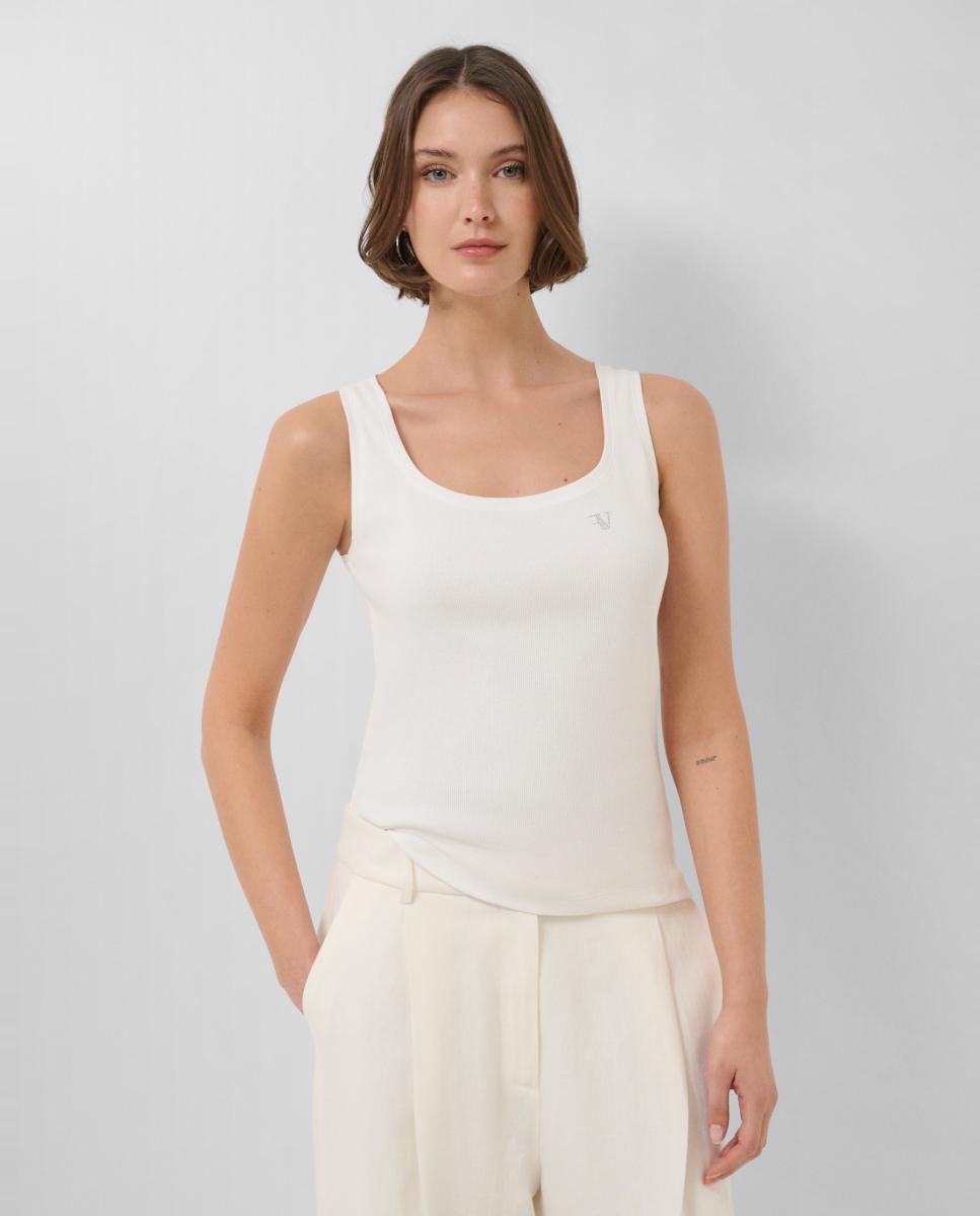 Imagem 0 de T-shirt de Alças em Malha Canelada