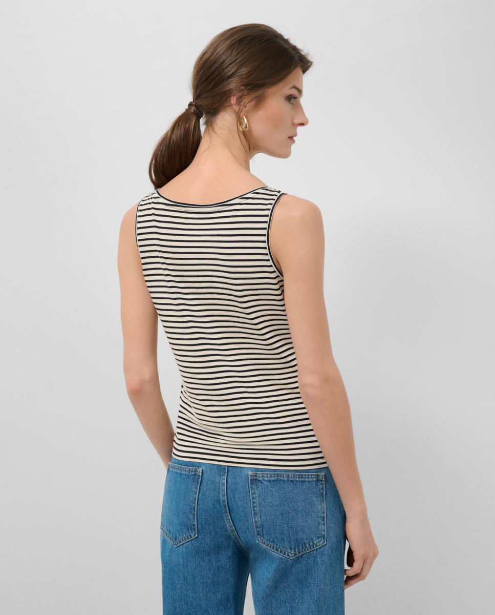 T-shirt de Alças às Riscas Preto-3