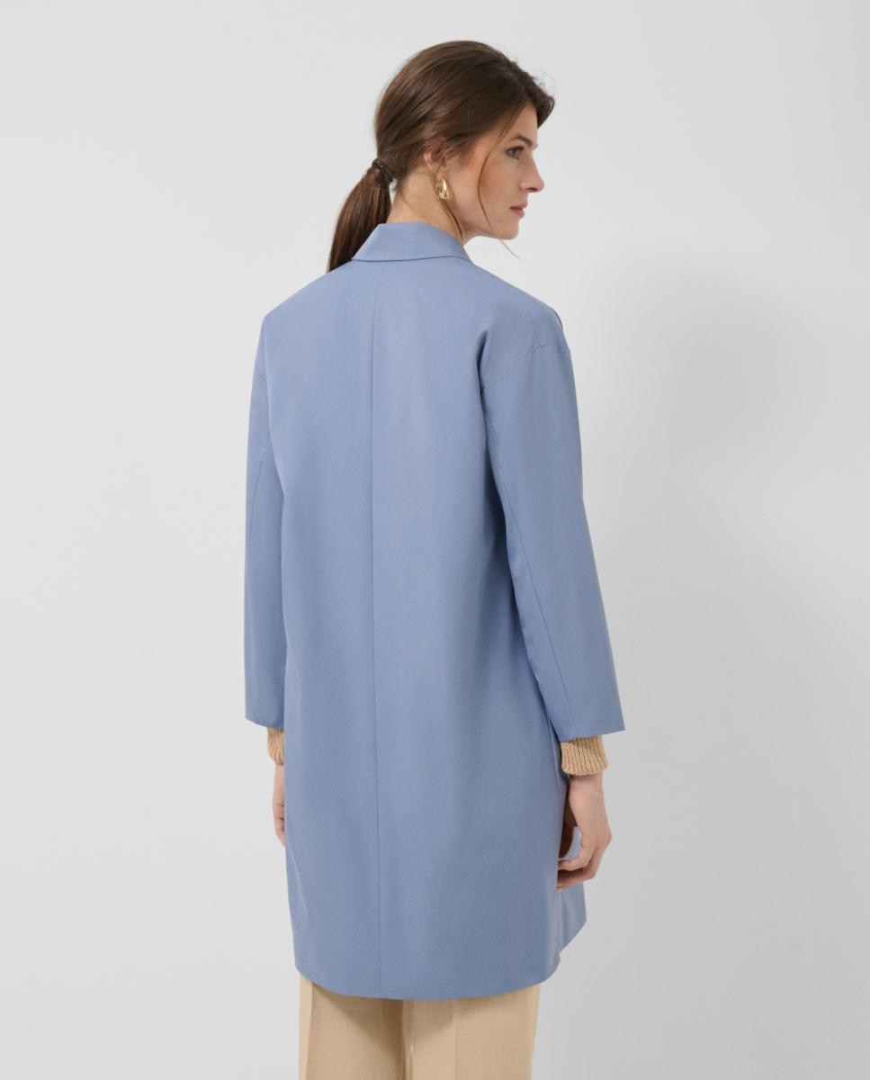 Sobretudo de Gabardine Oversize Azul-3