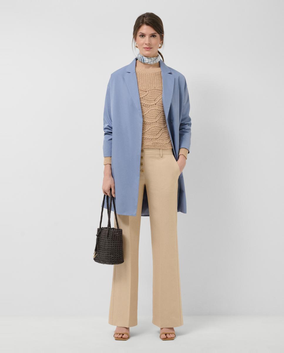 Sobretudo de Gabardine Oversize Azul-6