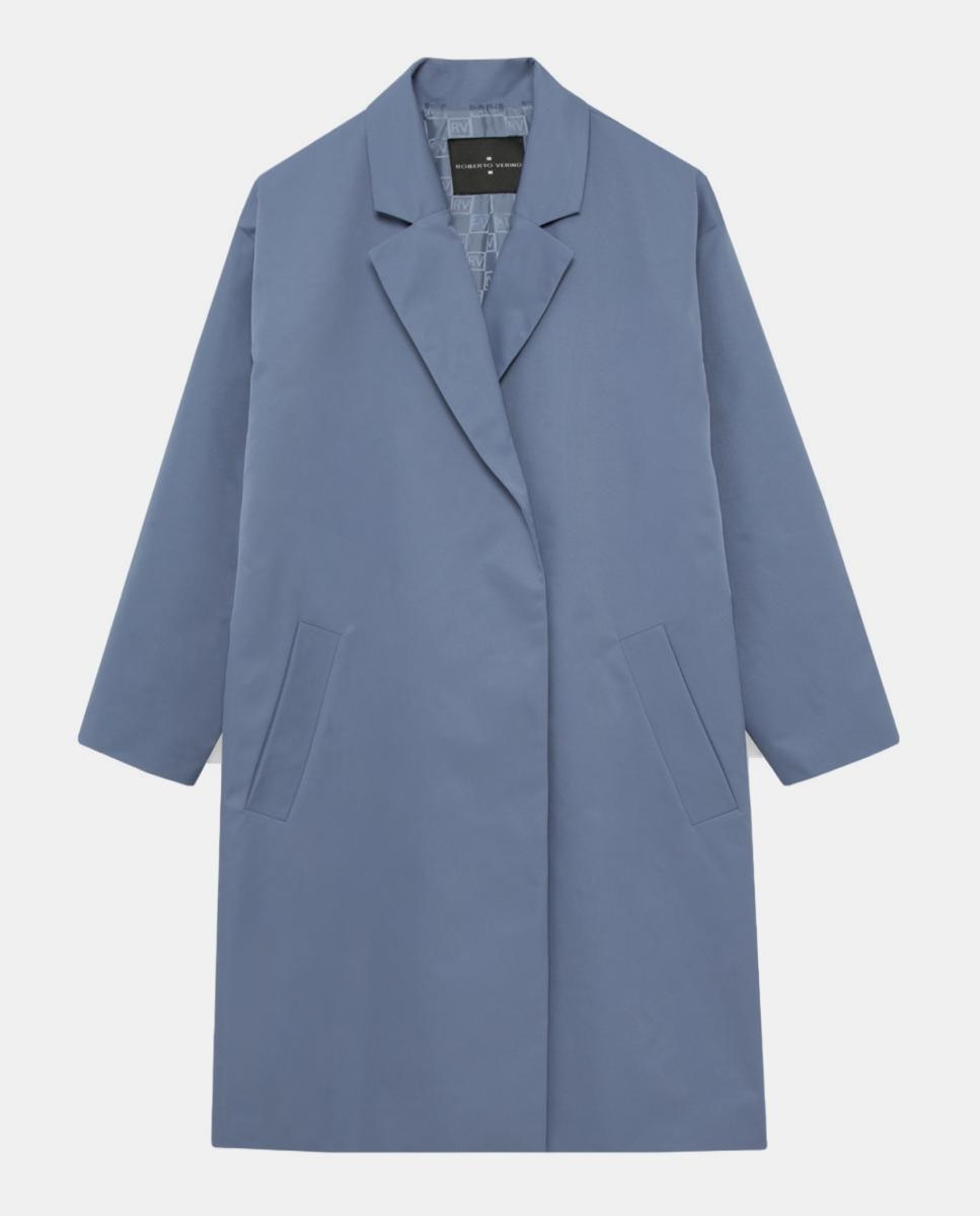 Sobretudo de Gabardine Oversize Azul-4