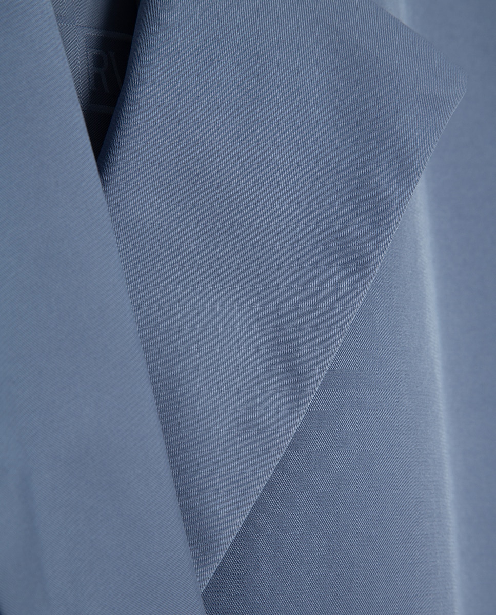 Sobretudo de Gabardine Oversize Azul-5