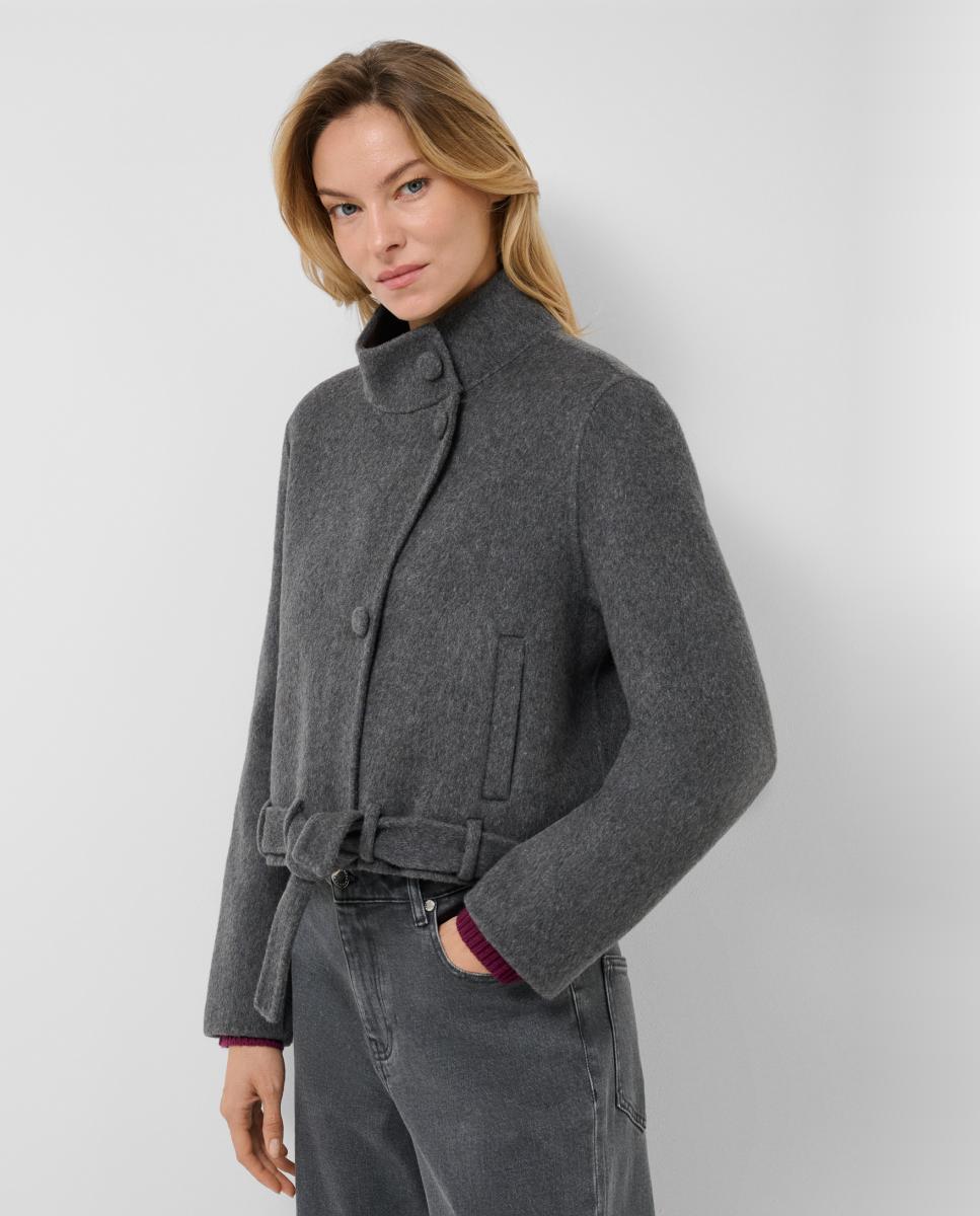 Imagen 5 de Chaqueta de mujer corta paño con chaleco extraíble de pelo - Roberto Verino - Gris oscuro Gris oscuro