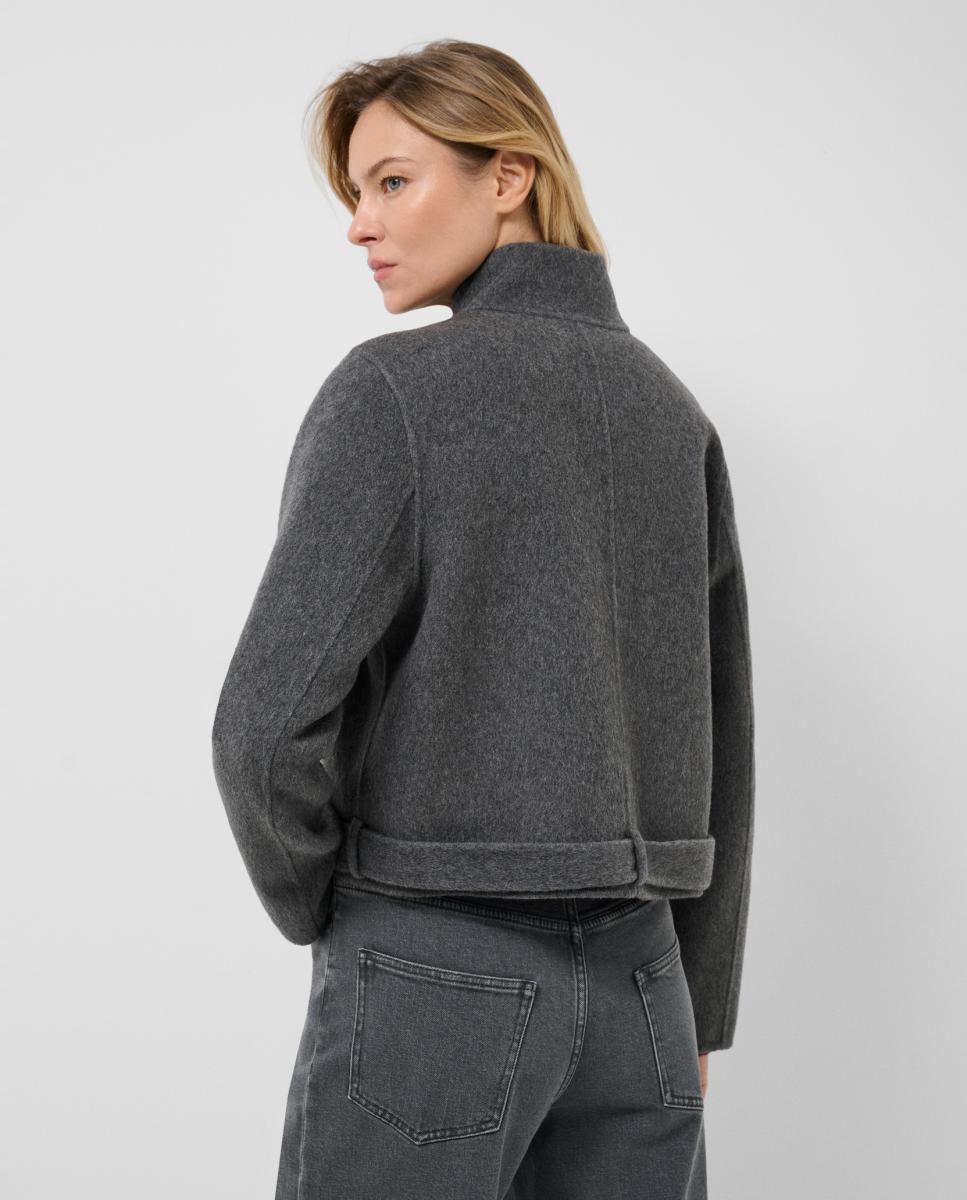 Imagen 6 de Chaqueta de mujer corta paño con chaleco extraíble de pelo - Roberto Verino - Gris oscuro Gris oscuro