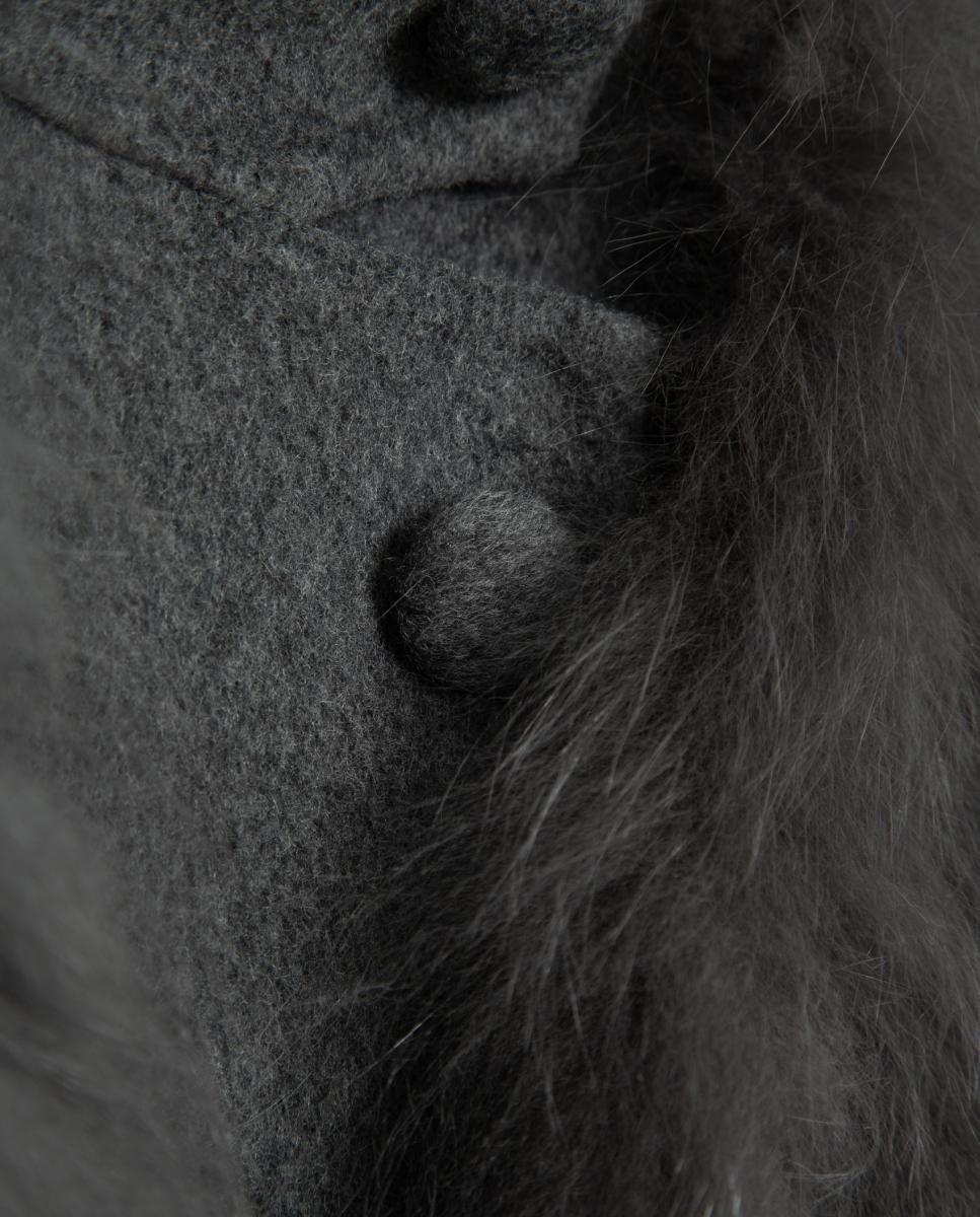 Imagen 11 de Chaqueta de mujer corta paño con chaleco extraíble de pelo - Roberto Verino - Gris oscuro Gris oscuro
