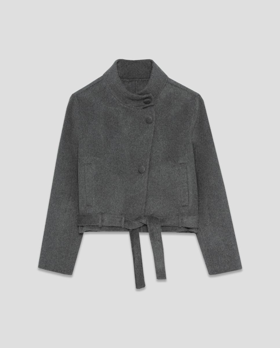 Imagen 12 de Chaqueta de mujer corta paño con chaleco extraíble de pelo - Roberto Verino - Gris oscuro Gris oscuro