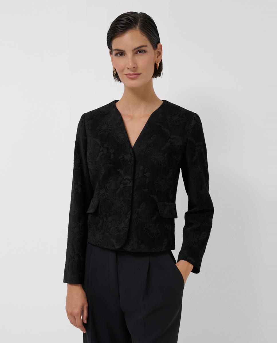 Imagen 0 de Chaqueta de mujer corta jacquard floral Negro