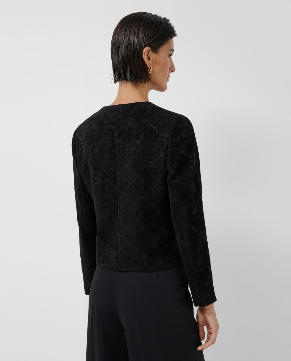 Chaqueta de mujer corta jacquard floral - Roberto Verino - Negro Negro-3