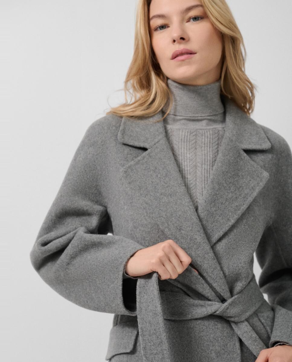 Sobretudo Comprido Oversize de Dupla Face Prata-2