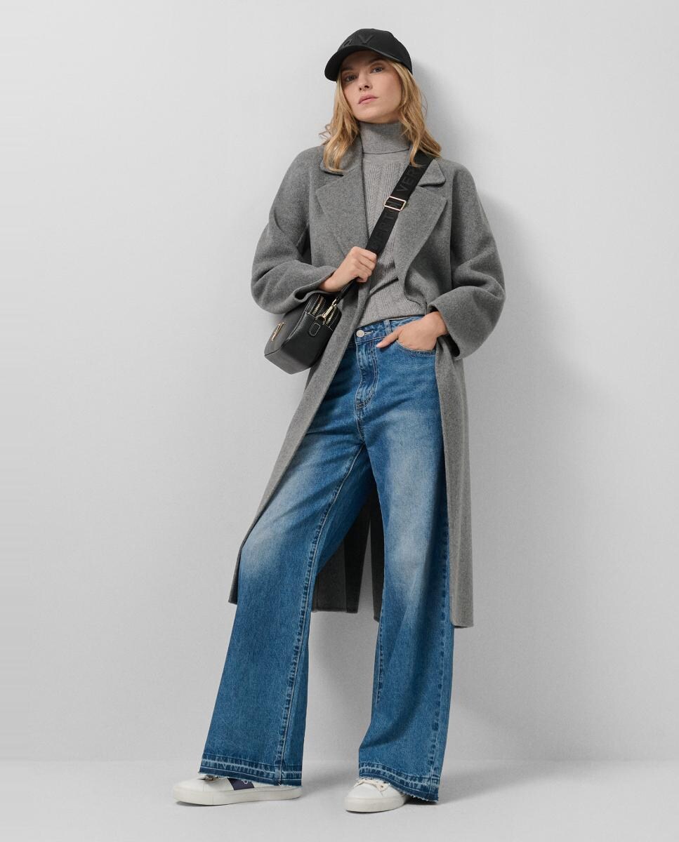 Sobretudo Comprido Oversize de Dupla Face Prata-4