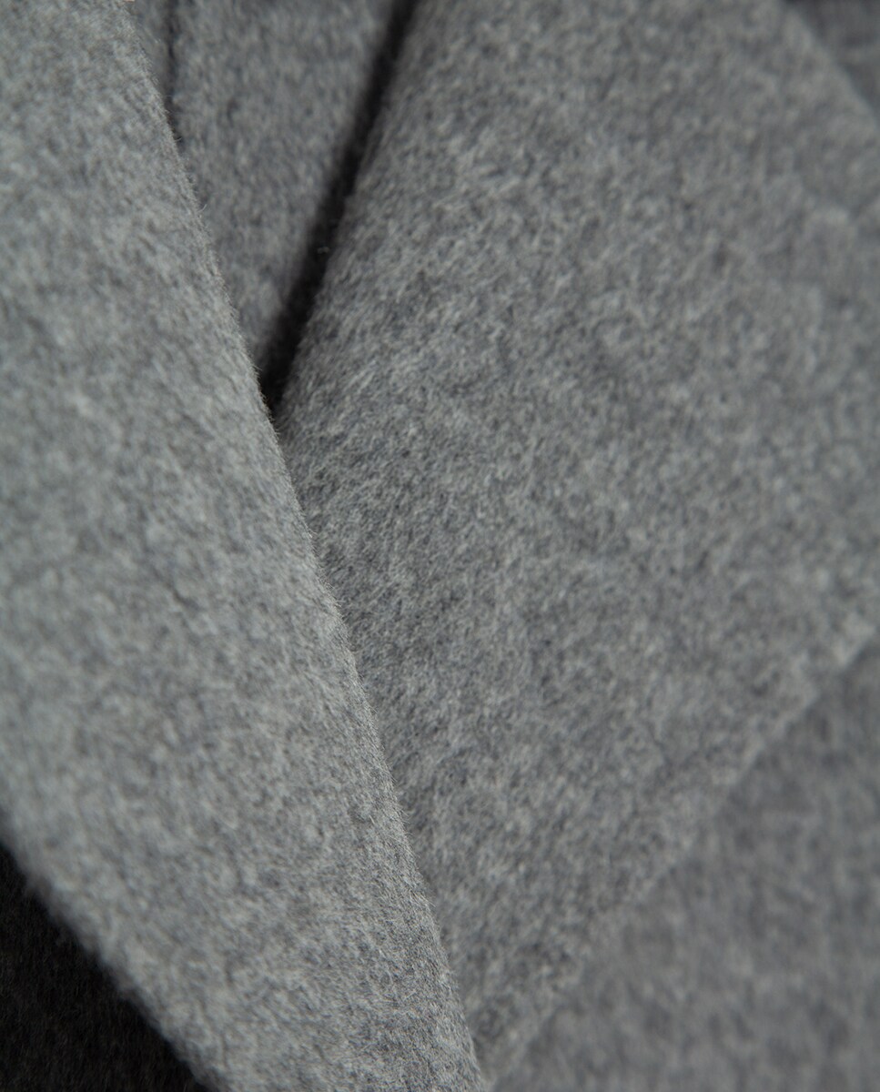 Sobretudo Comprido Oversize de Dupla Face Prata-5