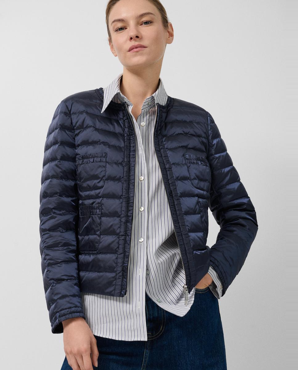 Casaco Acolchoado com Penugem e Quatro Bolsos Azul-marinho-1