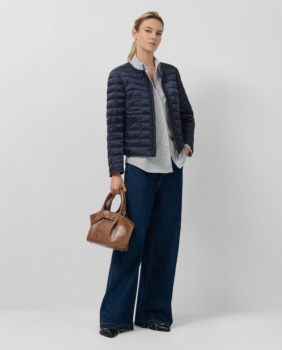 Casaco Acolchoado com Penugem e Quatro Bolsos Azul-marinho-3