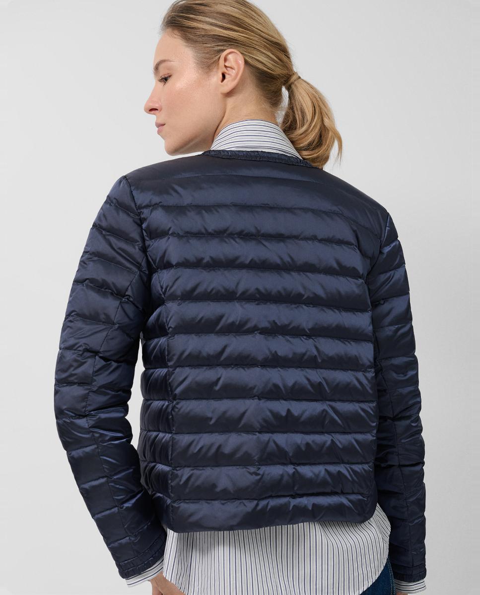 Casaco Acolchoado com Penugem e Quatro Bolsos Azul-marinho-4