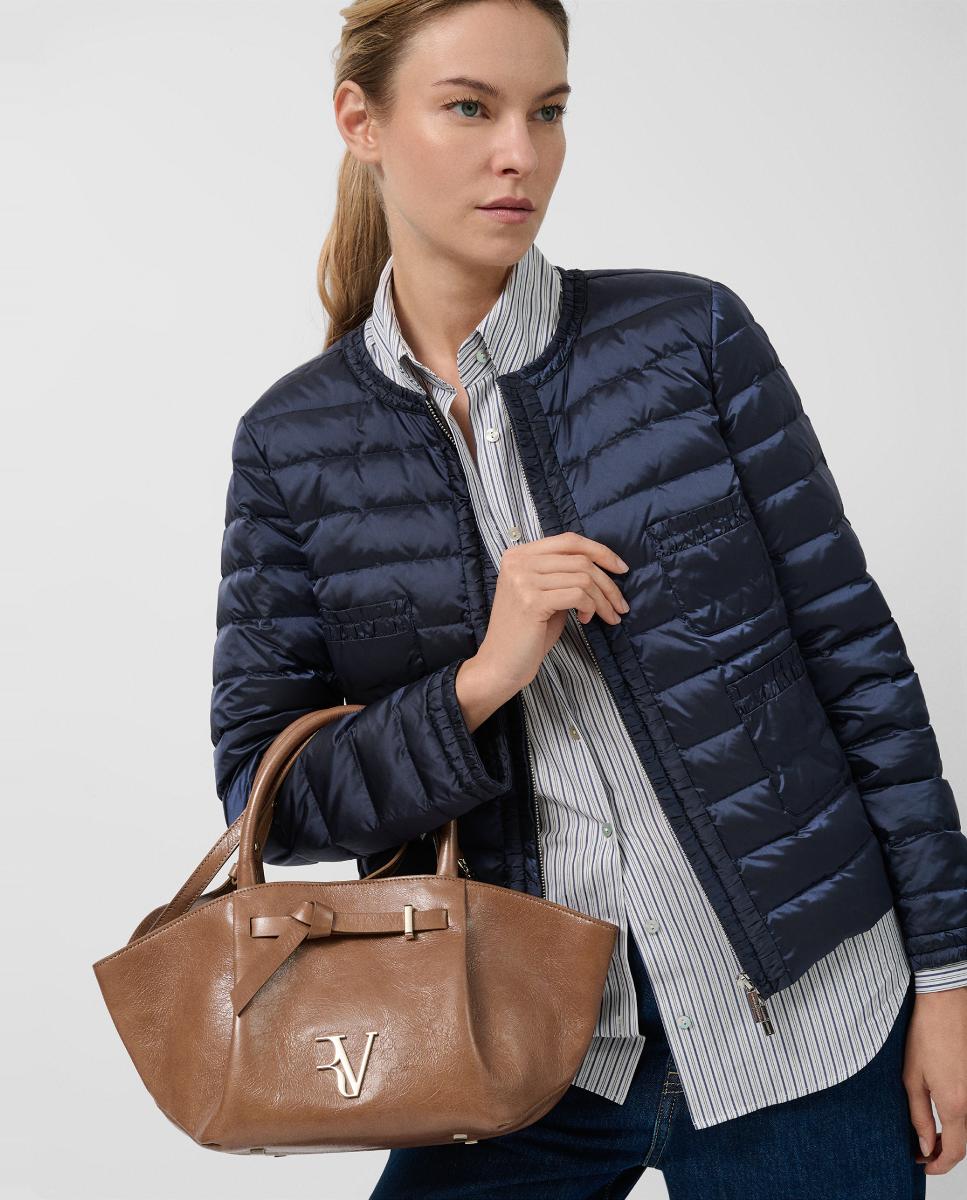 Casaco Acolchoado com Penugem e Quatro Bolsos Azul-marinho-5