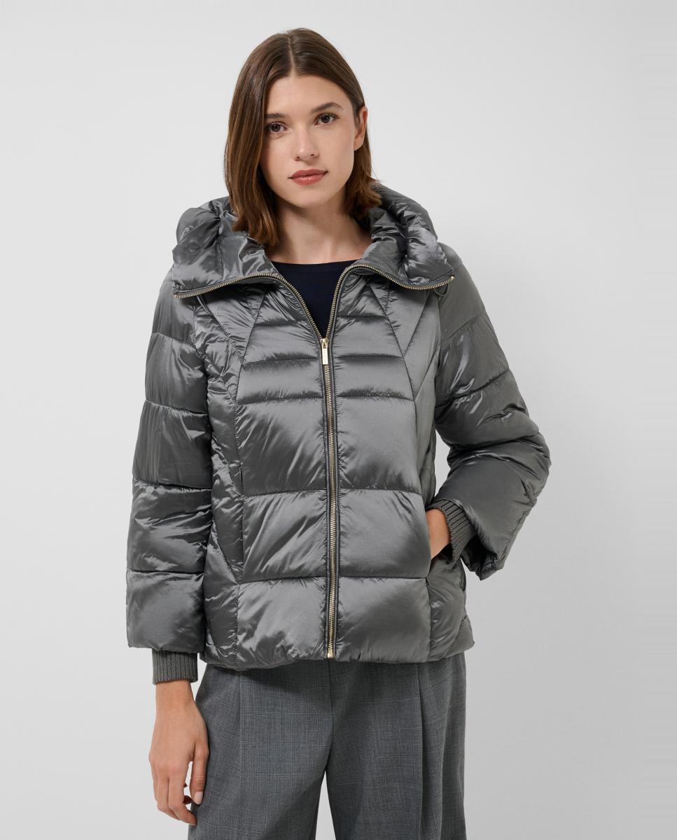 Imagen 1 de Chaqueta de mujer acolchada corta con puño canalé - Roberto Verino - Gris oscuro Gris oscuro