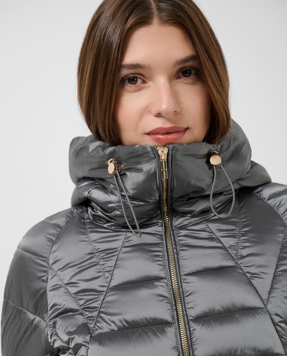 Imagen 3 de Chaqueta de mujer acolchada corta con puño canalé - Roberto Verino - Gris oscuro Gris oscuro