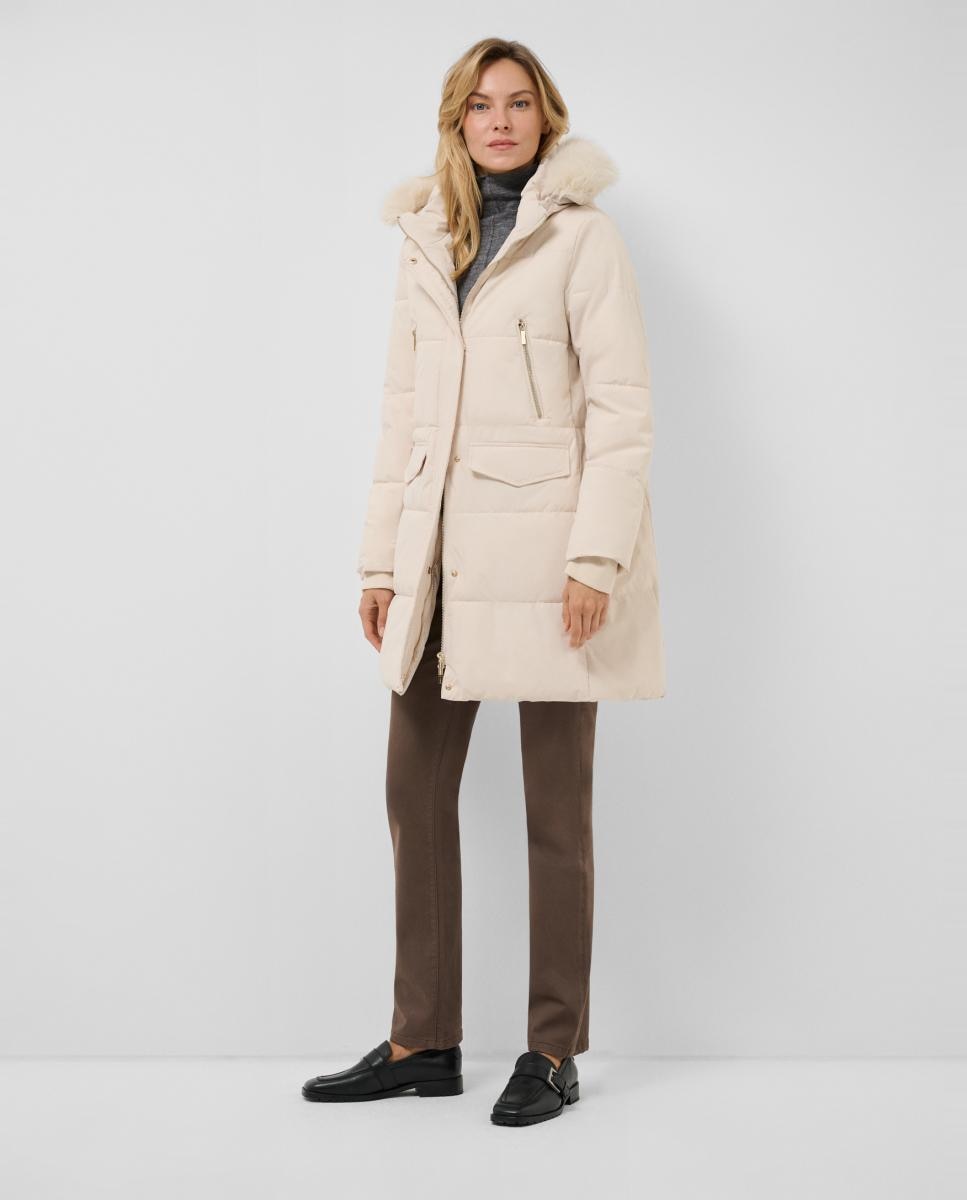 Parka de mujer acolchada con capucha y pelo - Roberto Verino - Blanco hielo Blanco hielo-1
