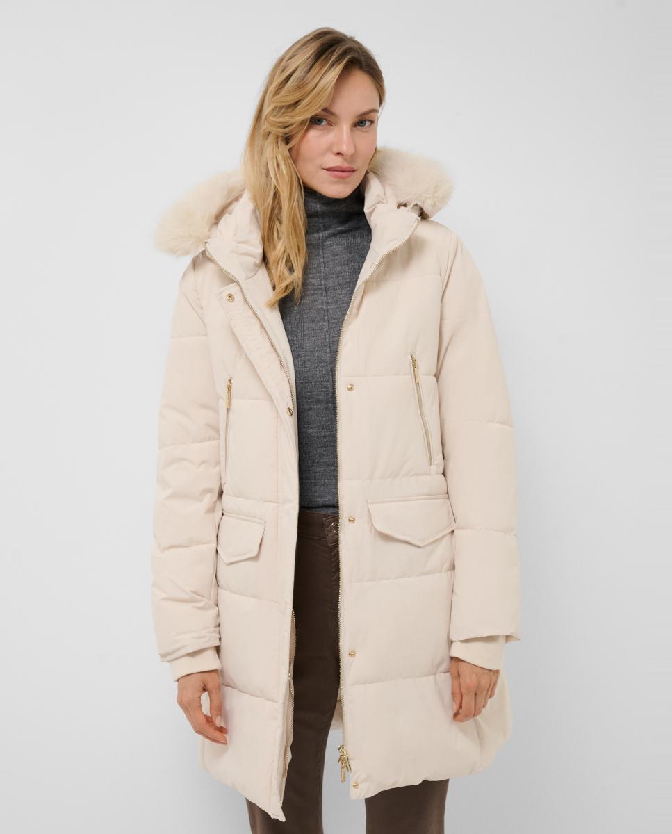 Parka de mujer acolchada con capucha y pelo - Roberto Verino - Blanco hielo Blanco hielo-2