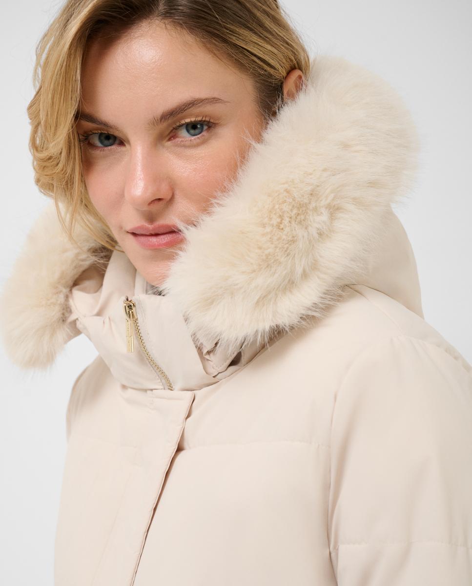 Parka de mujer acolchada con capucha y pelo - Roberto Verino - Blanco hielo Blanco hielo-3