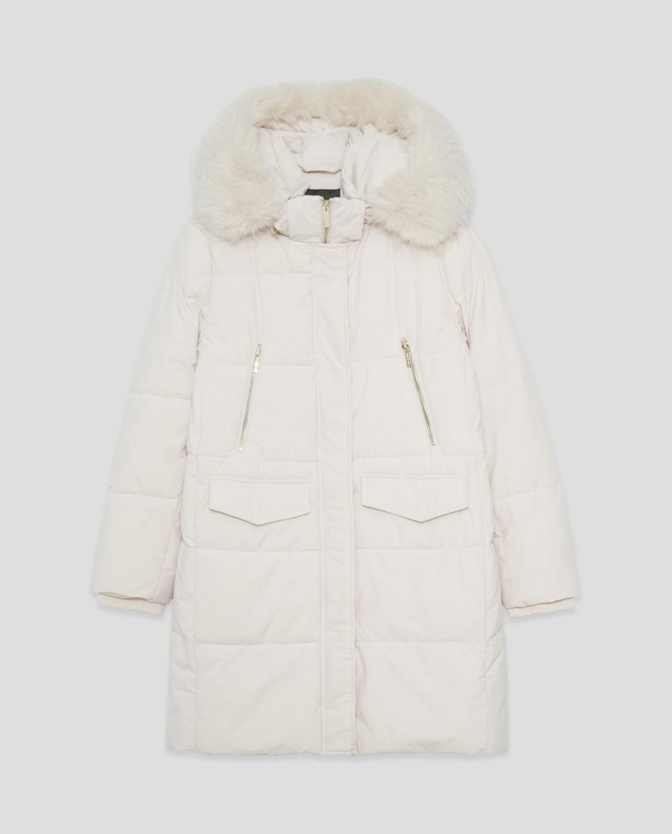 Parka de mujer acolchada con capucha y pelo - Roberto Verino - Blanco hielo Blanco hielo-5