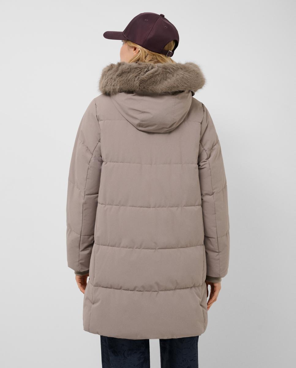 Parka de mujer acolchada con capucha y pelo - Roberto Verino - Marrón claro Marrón claro-4