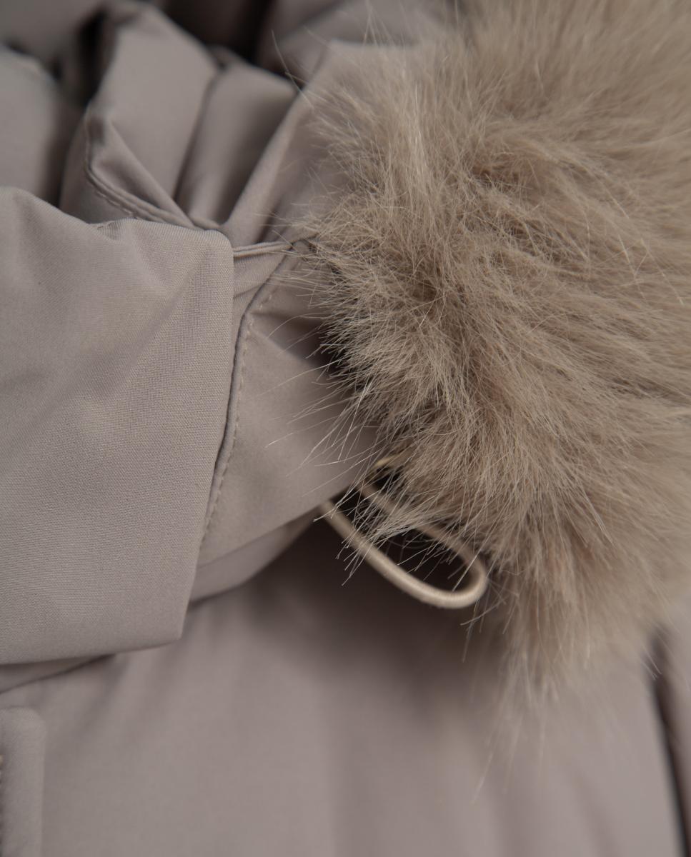 Parka de mujer acolchada con capucha y pelo - Roberto Verino - Marrón claro Marrón claro-6